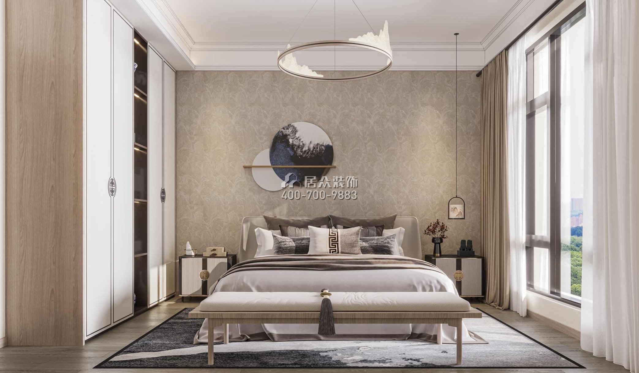 中海汤泉450平方米中式风格别墅户型卧室装修效果图