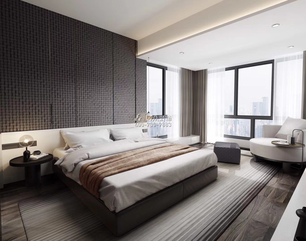 京基濱河時代廣場188平方米現代簡約風格平層戶型臥室裝修效果圖