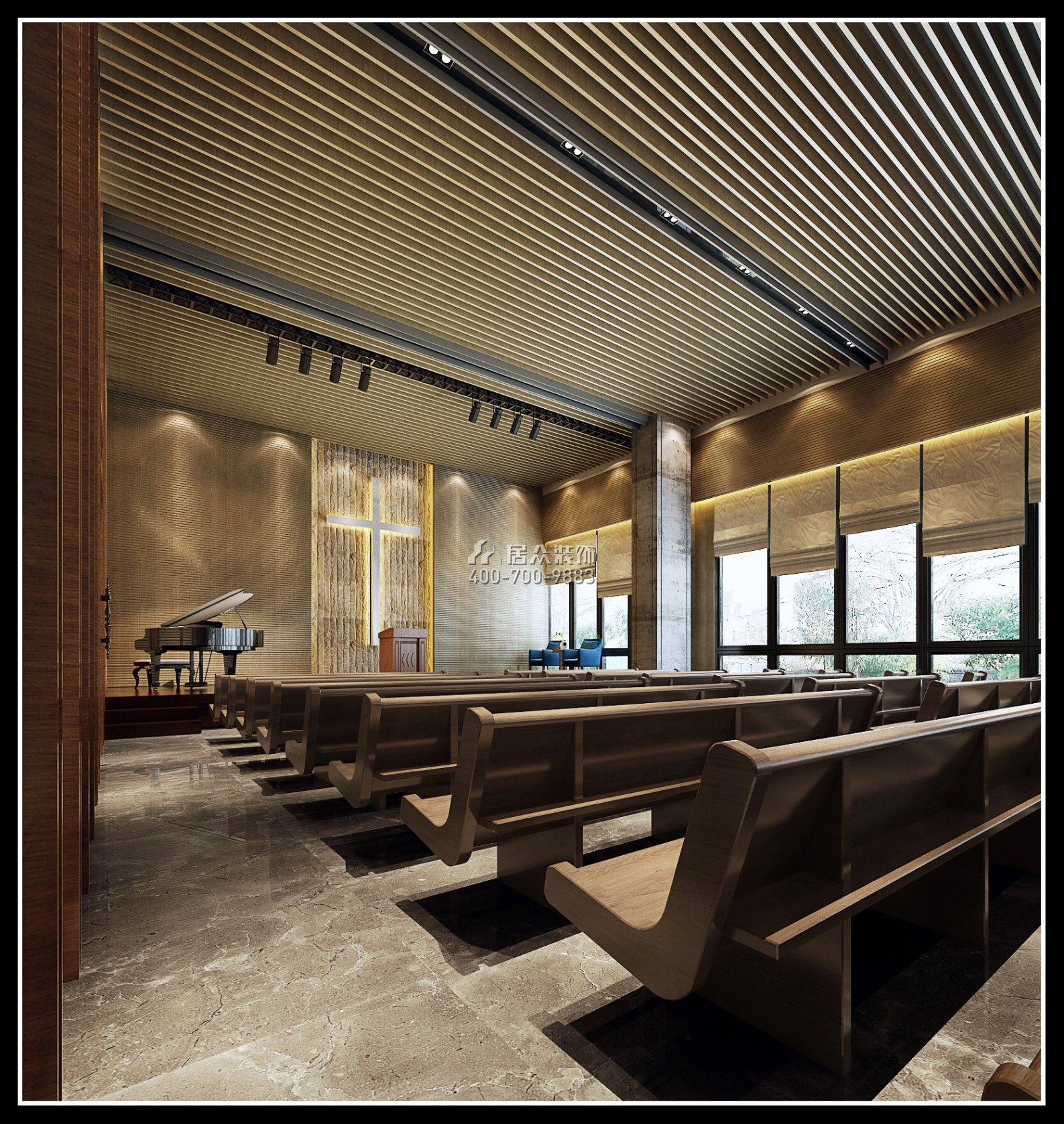 長安萬科中心400平方米現代簡約風格公裝（已棄用）戶型客廳裝修效果圖
