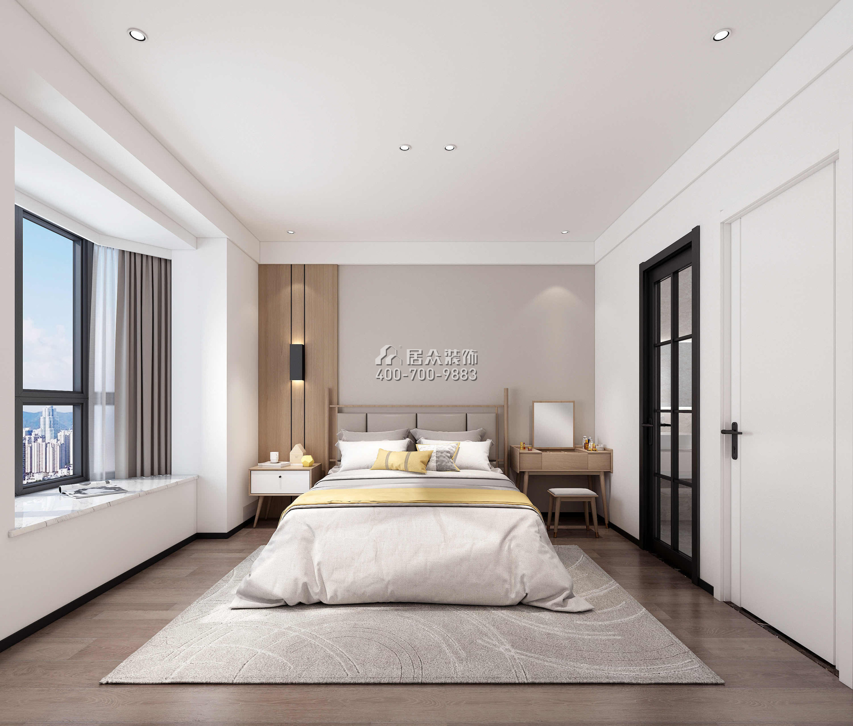 瑞和园100平方米现代简约风格平层户型卧室装修效果图