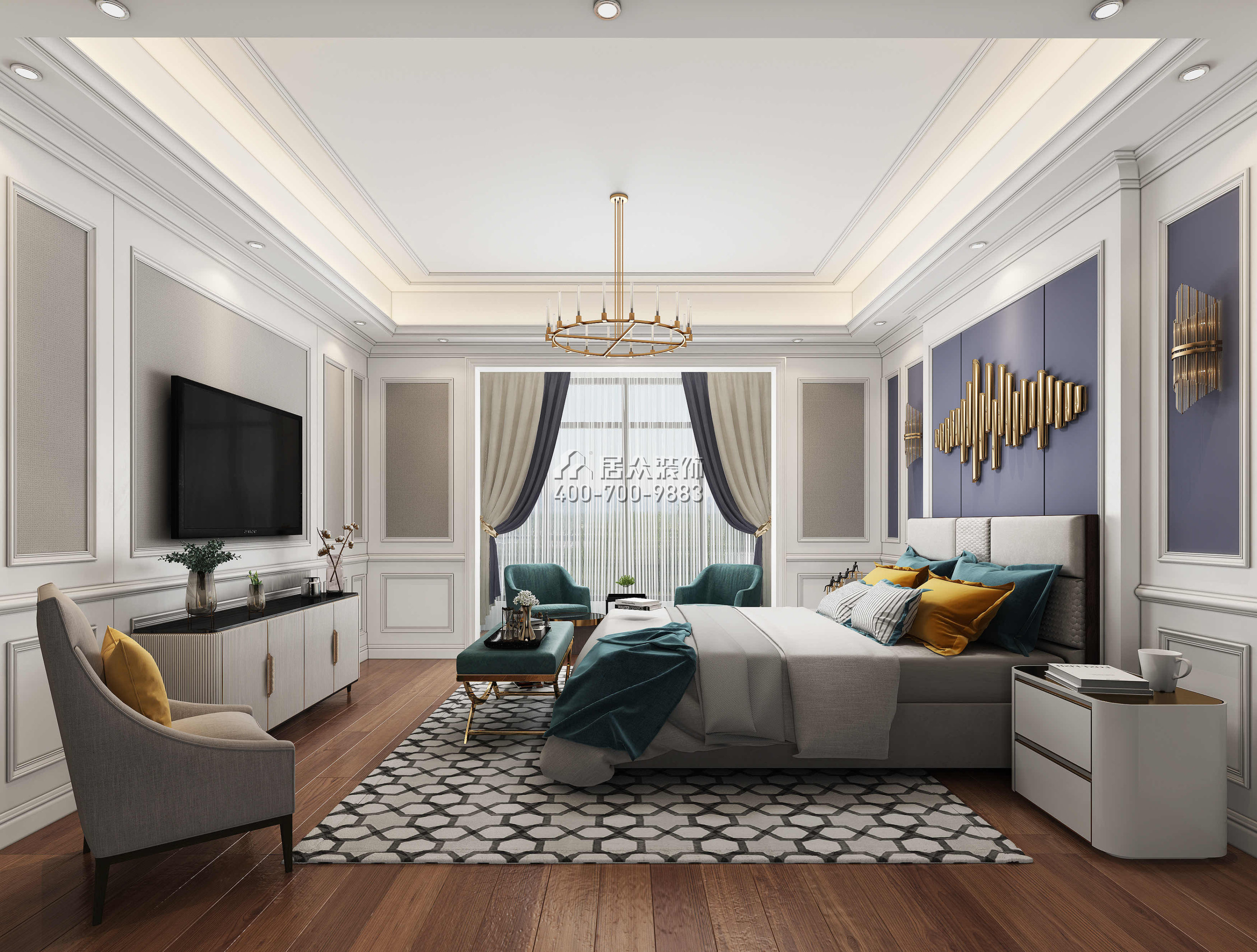 华发山庄233平方米欧式风格平层户型卧室装修效果图