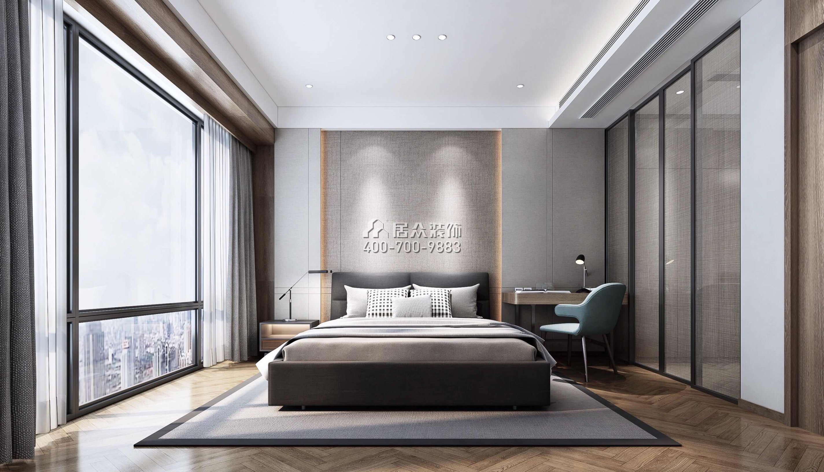 天鹅湖花园二期130平方米现代简约风格平层户型卧室装修效果图