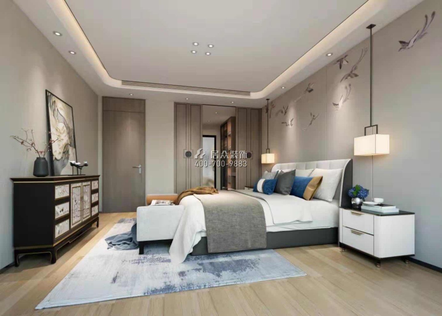 翠沁阁149平方米中式风格平层户型卧室装修效果图