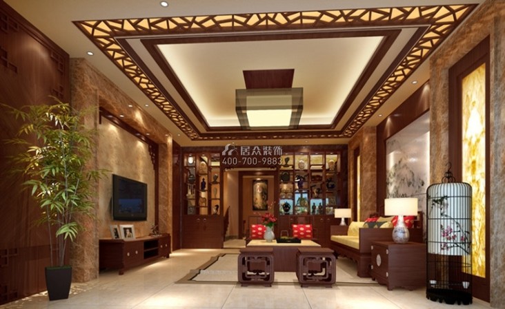 大汉汉园230平方米中式风格复式户型客厅装修效果图