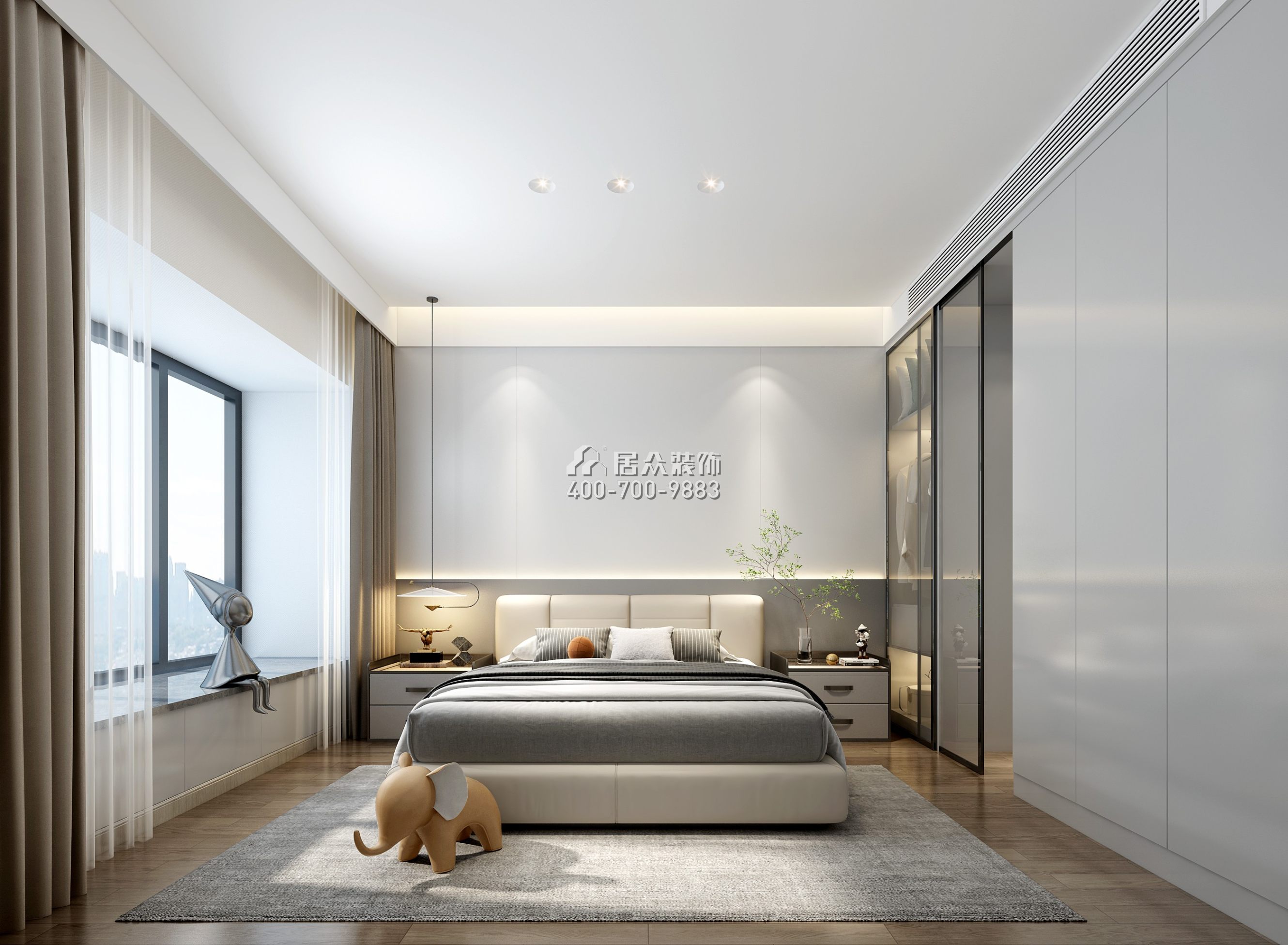 鴻榮源壹城中心112平方米現代簡約風格平層戶型臥室裝修效果圖