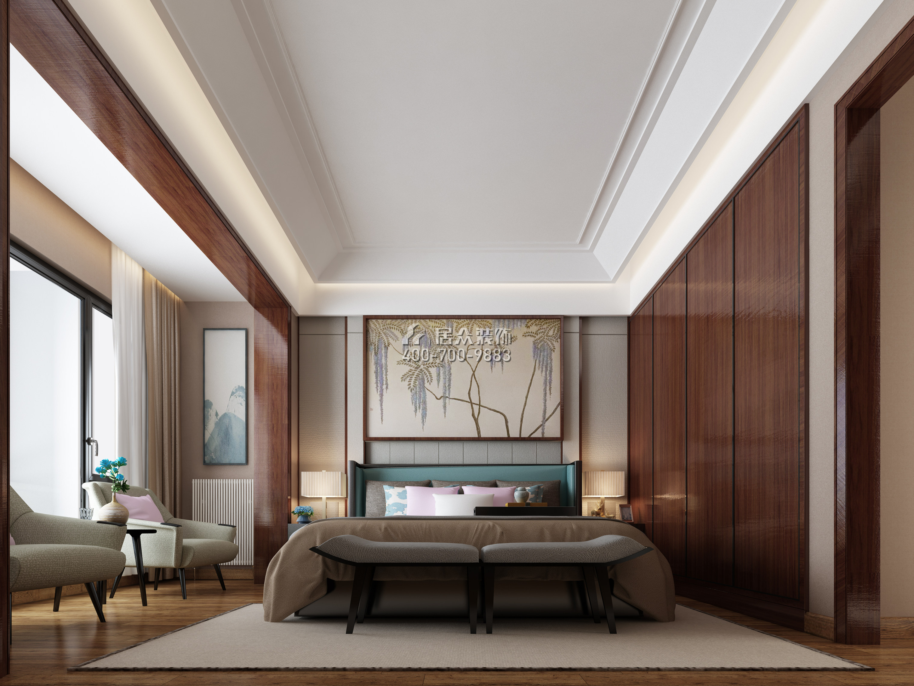 星语林·汀湘十里480平方米中式风格别墅户型卧室装修效果图