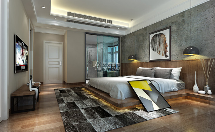 中国铁建水岸国际公馆200平方米现代简约风格平层户型卧室装修效果图