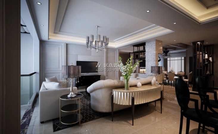 百合盛世二期300平方米新古典風格復式戶型客廳裝修效果圖