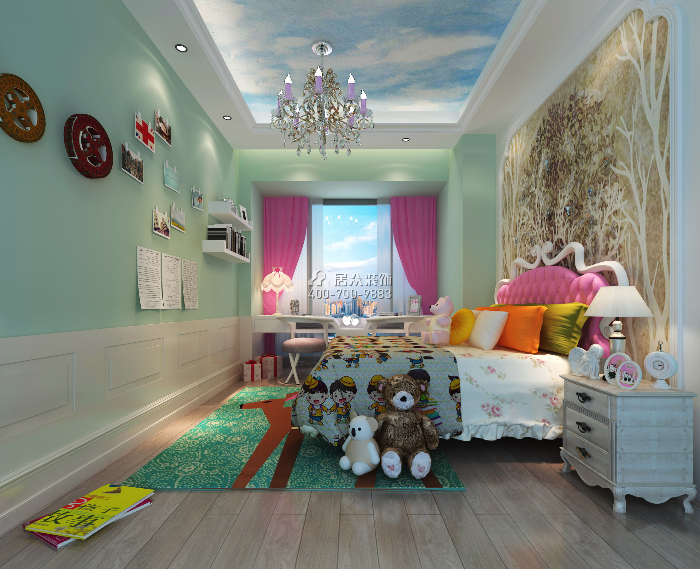 流金歲月200平方米歐式風格平層戶型兒童房裝修效果圖