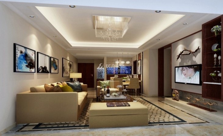 香格名苑89平方米欧式风格平层户型客厅装修效果图