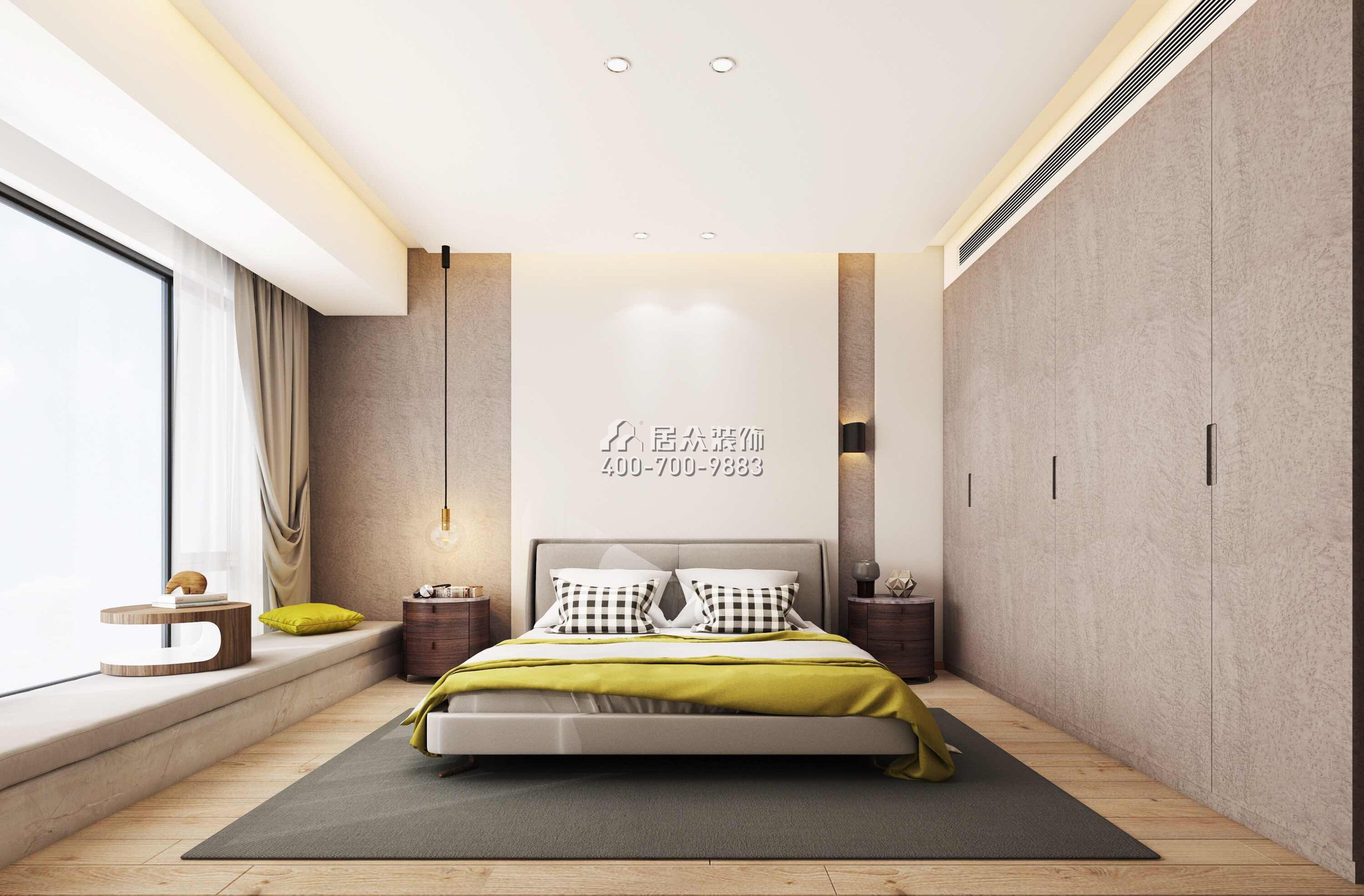 卓越蔚藍山300平方米現代簡約風格別墅戶型臥室裝修效果圖