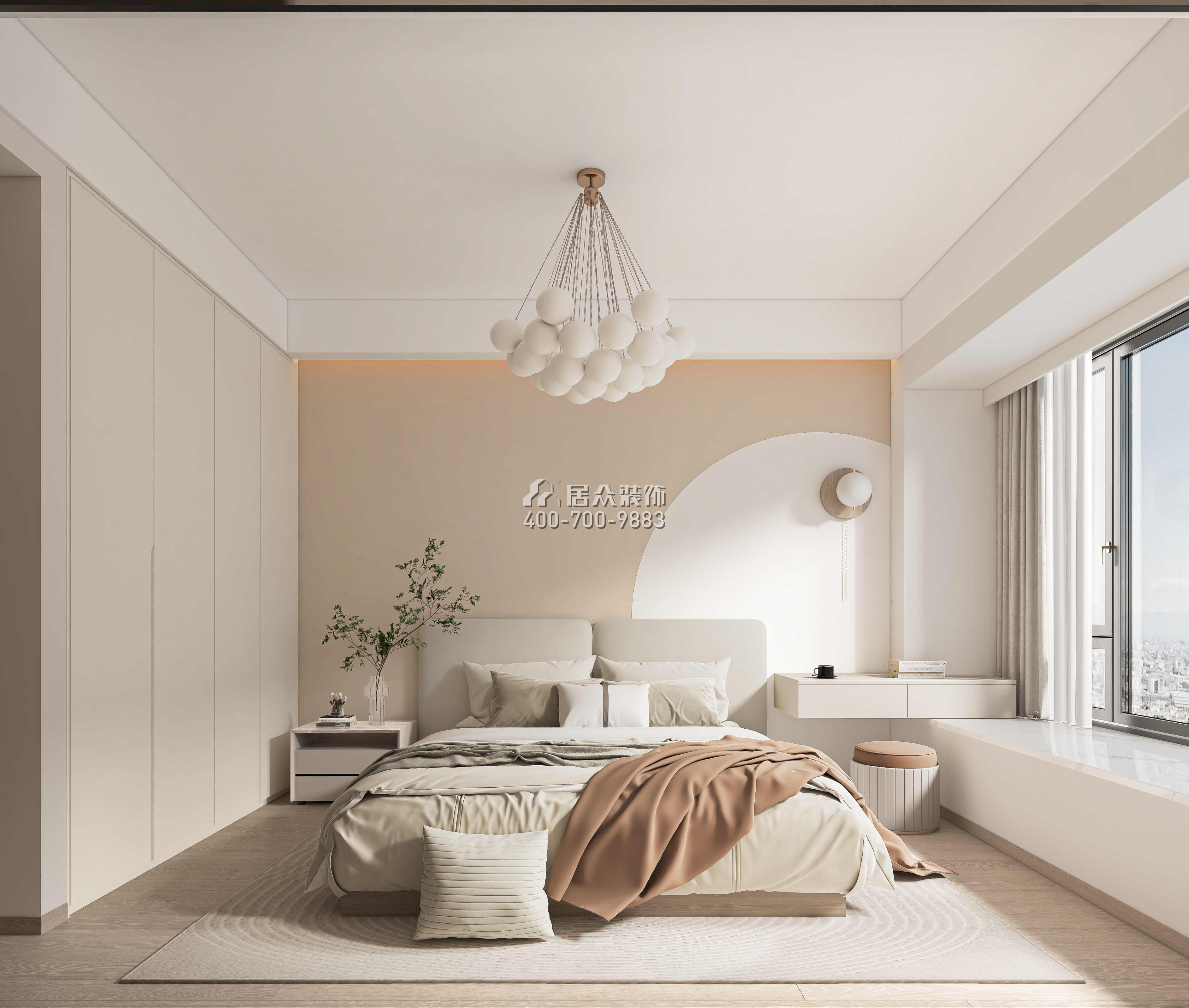 宏发万悦山81平方米现代简约风格平层户型卧室装修效果图