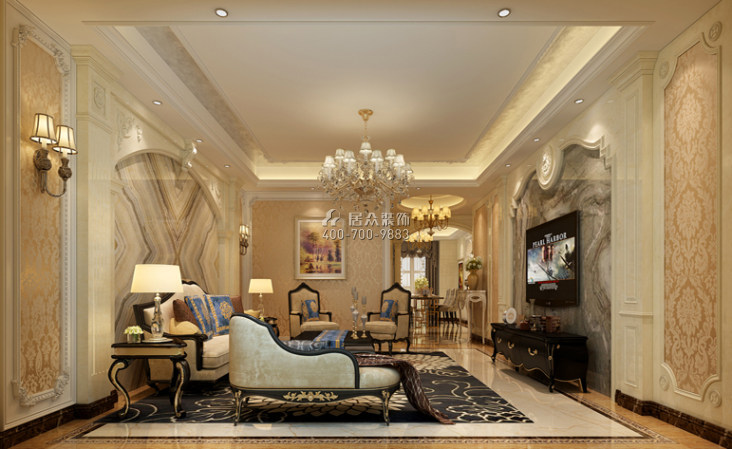 天湖城天源140平方米欧式风格平层户型客厅装修效果图