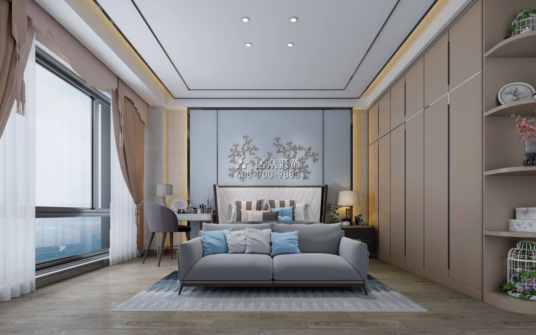 博林天瑞200平方米中式风格平层户型卧室装修效果图