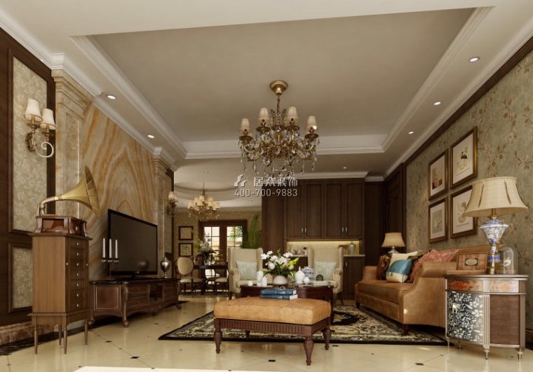 蛇口花园城三期156平方米美式风格平层户型客厅装修效果图