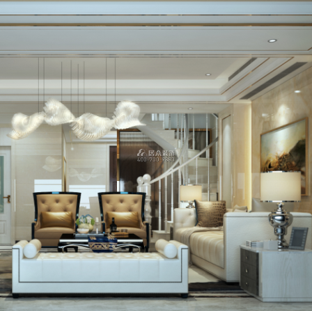 佳华豪苑220平方米欧式风格复式户型客厅kok电竞平台效果图