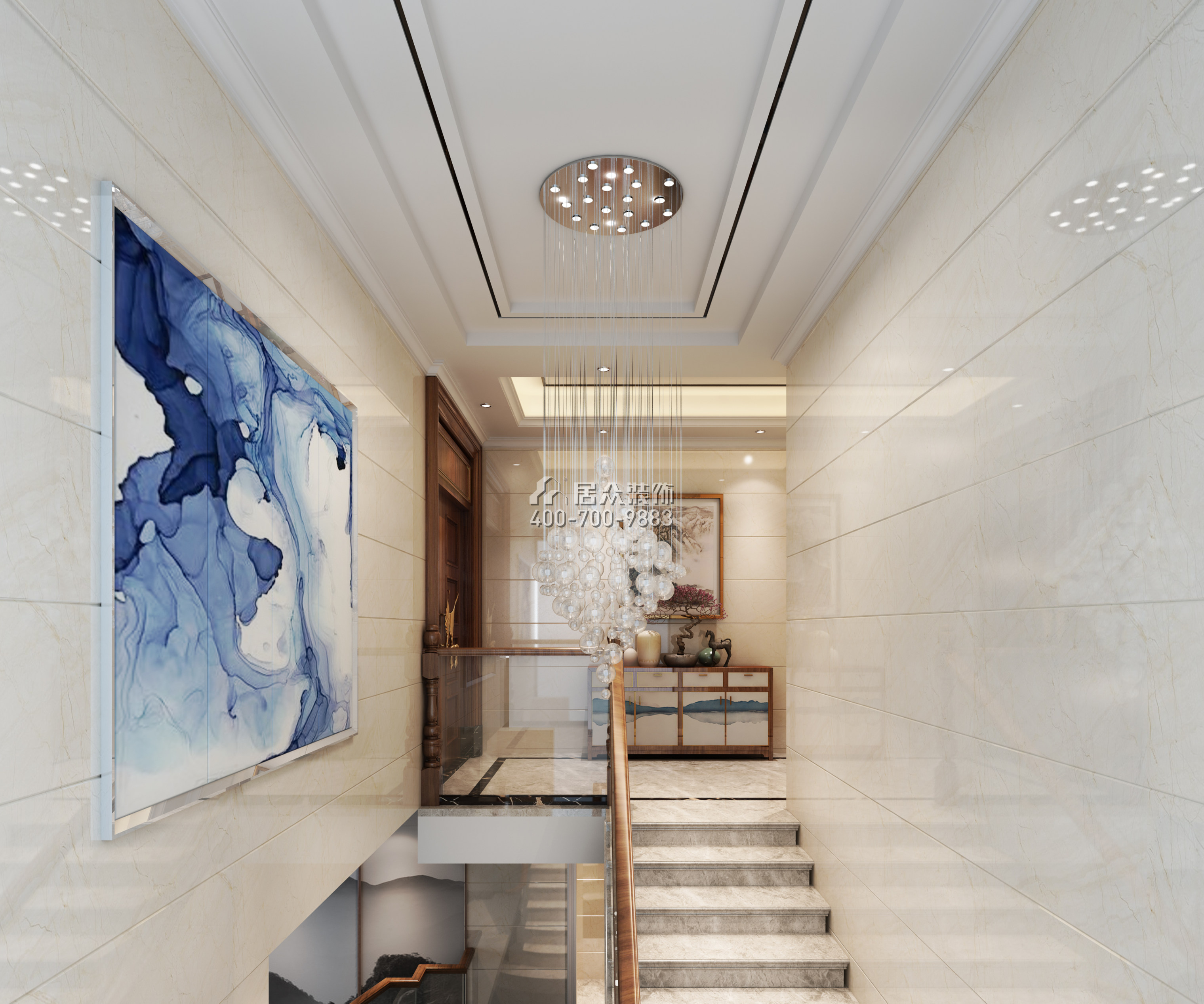 海逸豪庭御峰321平方米中式风格别墅户型楼梯装修效果图