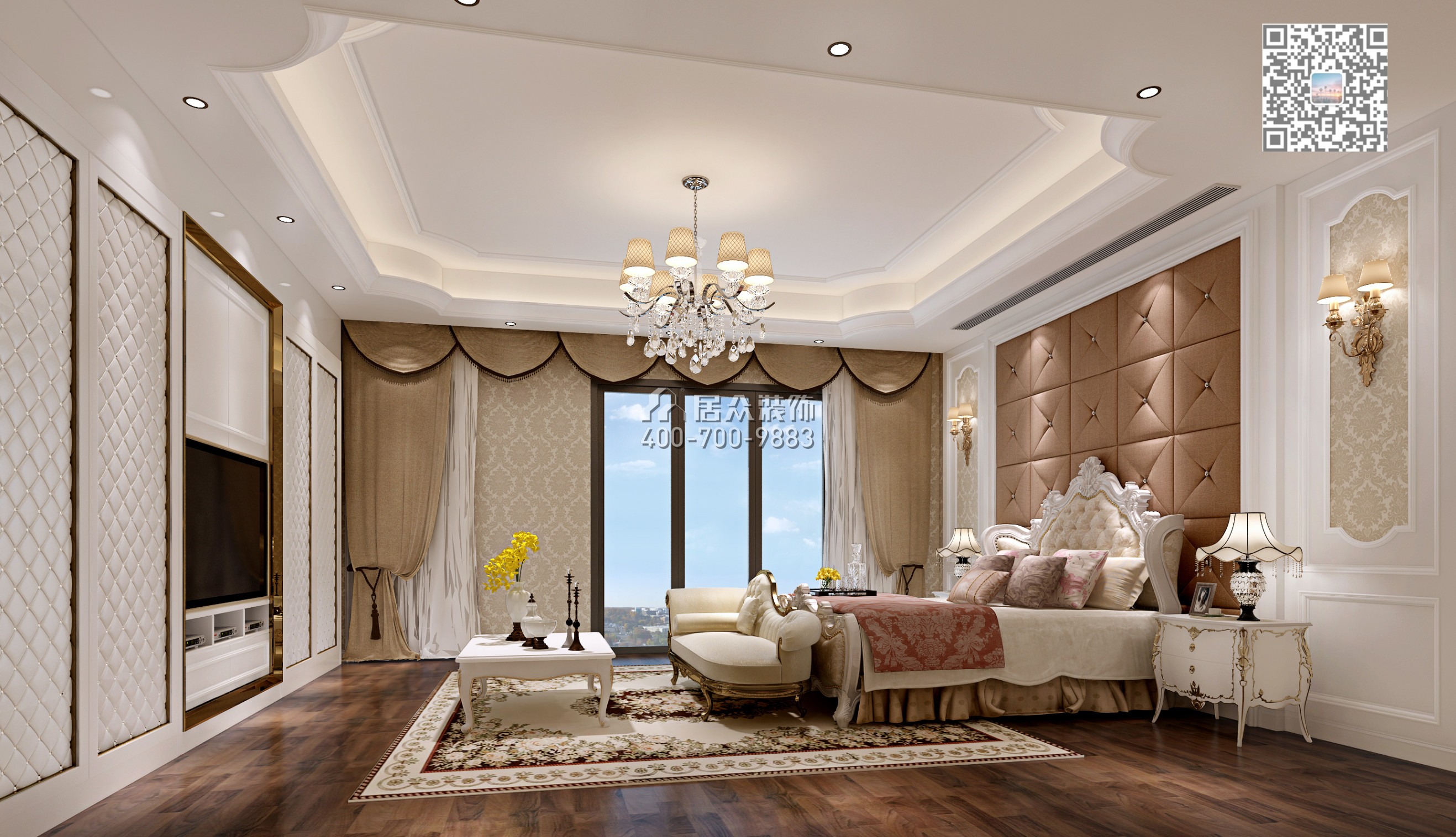 仁山智水花园三期375平方米欧式风格复式户型卧室装修效果图
