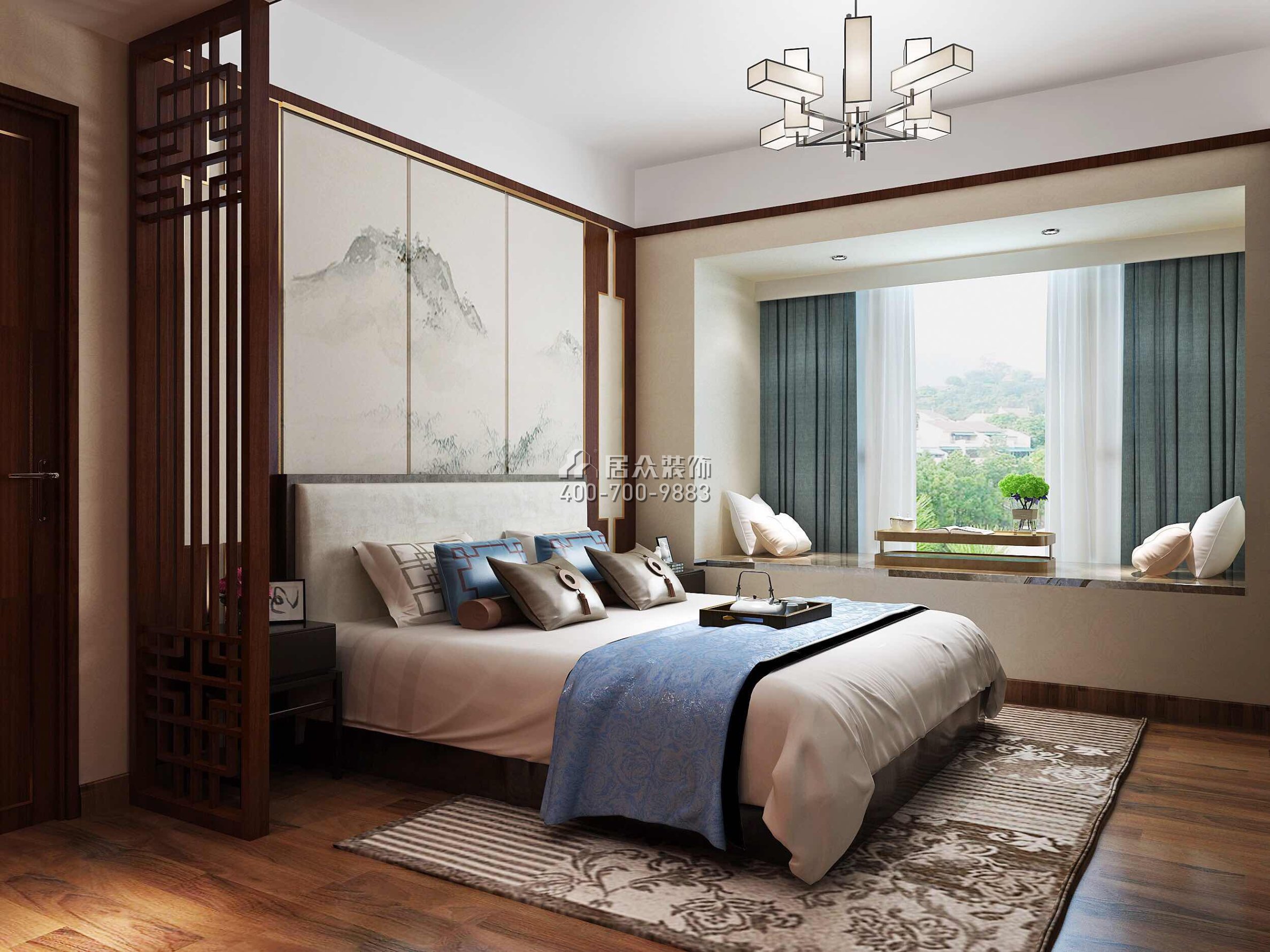 招商臻園170平方米中式風格平層戶型臥室裝修效果圖