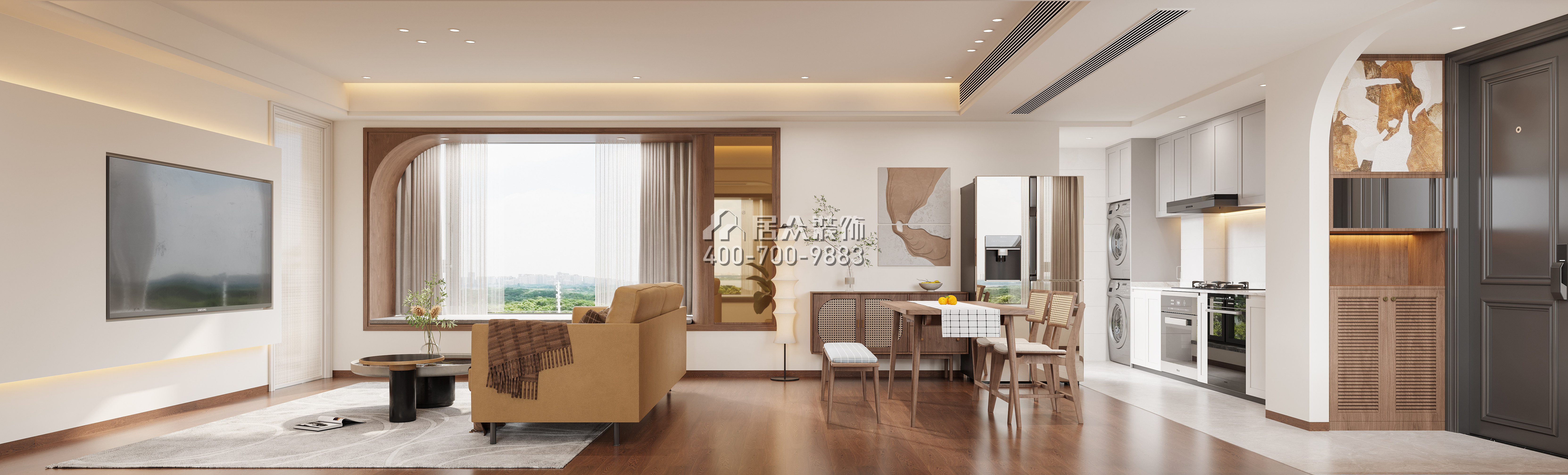 新天鹅堡三期122平方米混搭风格平层户型客厅装修效果图