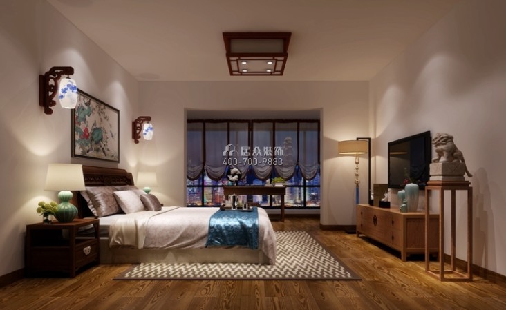 圆融星座260平方米中式风格复式户型卧室装修效果图