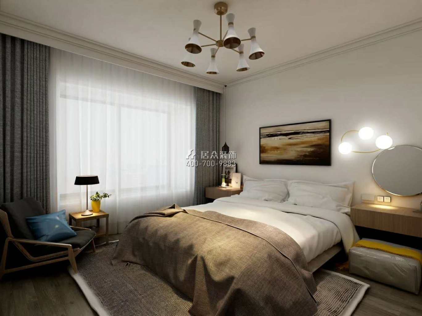 奧林華府183平方米現代簡約風格平層戶型臥室裝修效果圖