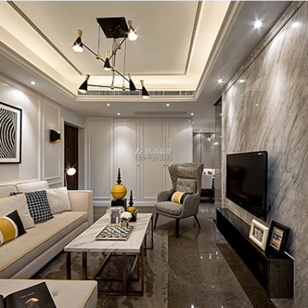 大华海派风范90平方米现代简约风格平层户型客厅装修效果图