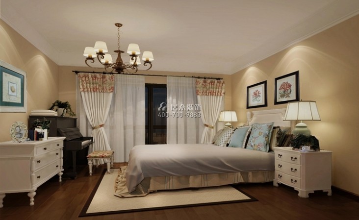 金凤川紫120平方米田园风格平层户型卧室装修效果图