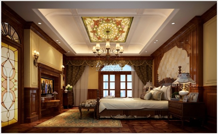 曦城六期350平方米美式风格复式户型卧室装修效果图