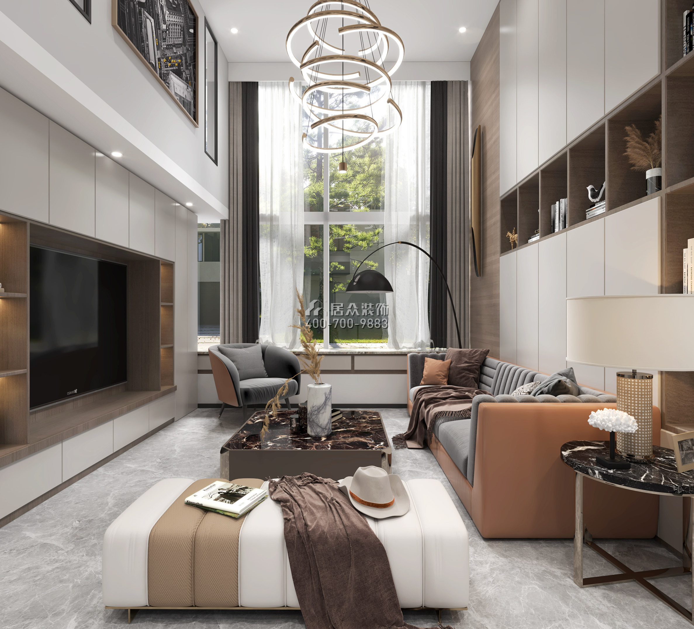 陽光城天悅120平方米現代簡約風格復式戶型客廳裝修效果圖