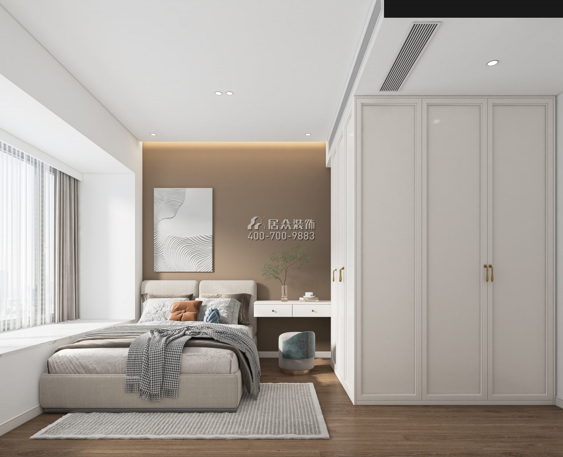 深铁阅山镜88平方米现代简约风格平层户型卧室装修效果图