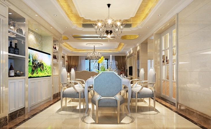 中海千燈湖一號211平方米歐式風格平層戶型餐廳裝修效果圖