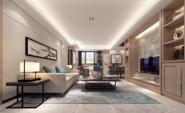 华润城润府83平方米中式风格平层户型客厅装修效果图