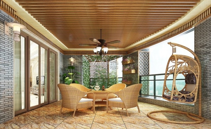 湘江豪庭240平方米欧式风格平层户型阳光房装修效果图