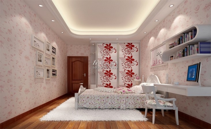 星湖華府143平方米現代簡約風格平層戶型臥室裝修效果圖