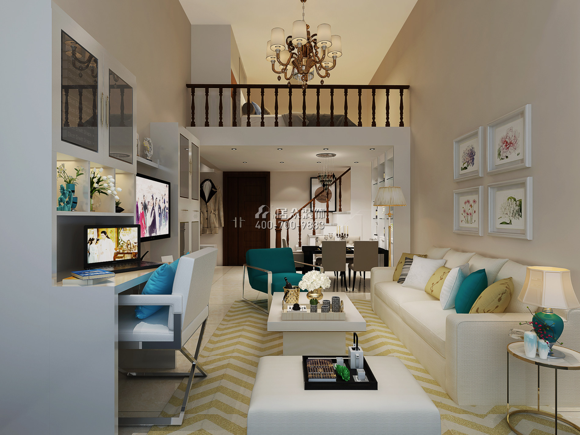 今日家園68平方米現代簡約風格復式戶型客廳裝修效果圖