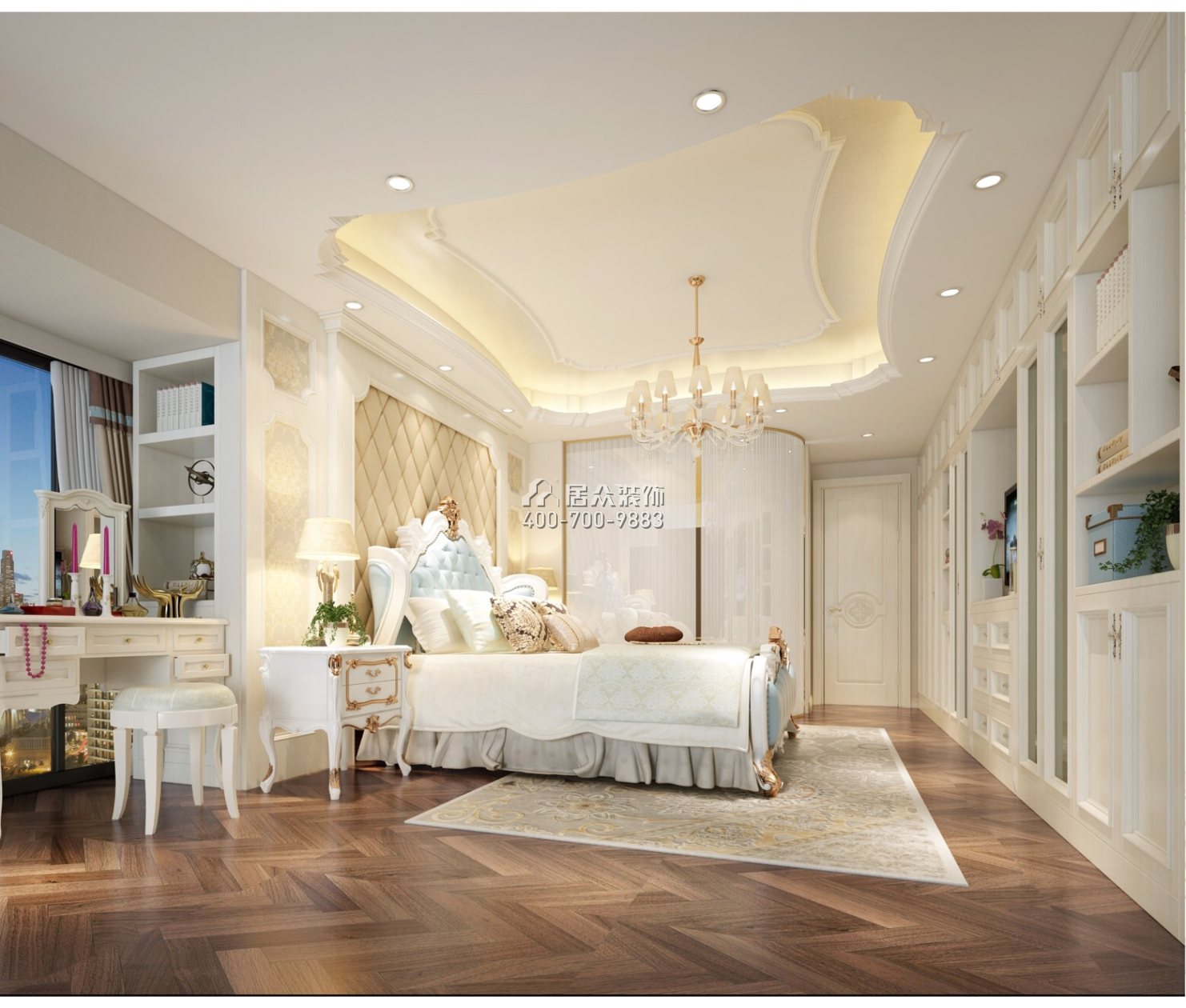乐城150平方米欧式风格平层户型卧室装修效果图