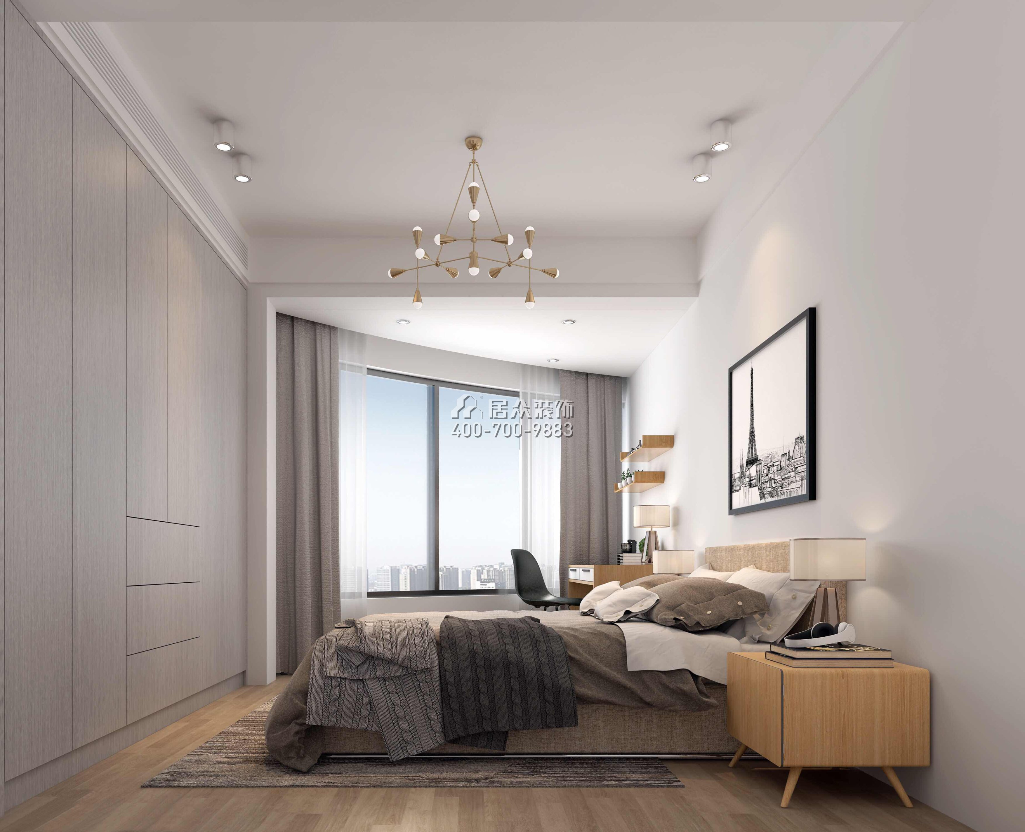 招商海月二期89平方米现代简约风格平层户型卧室装修效果图