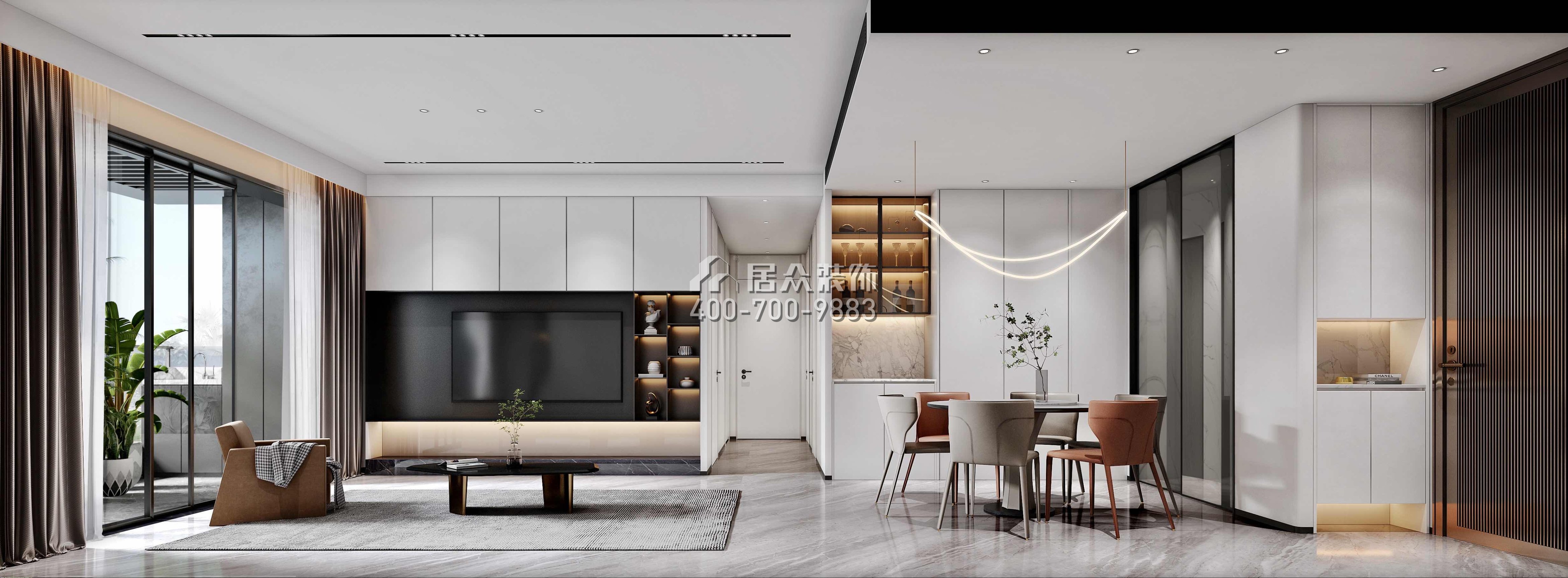 天健天驕南苑120平方米現代簡約風格平層戶型客廳裝修效果圖