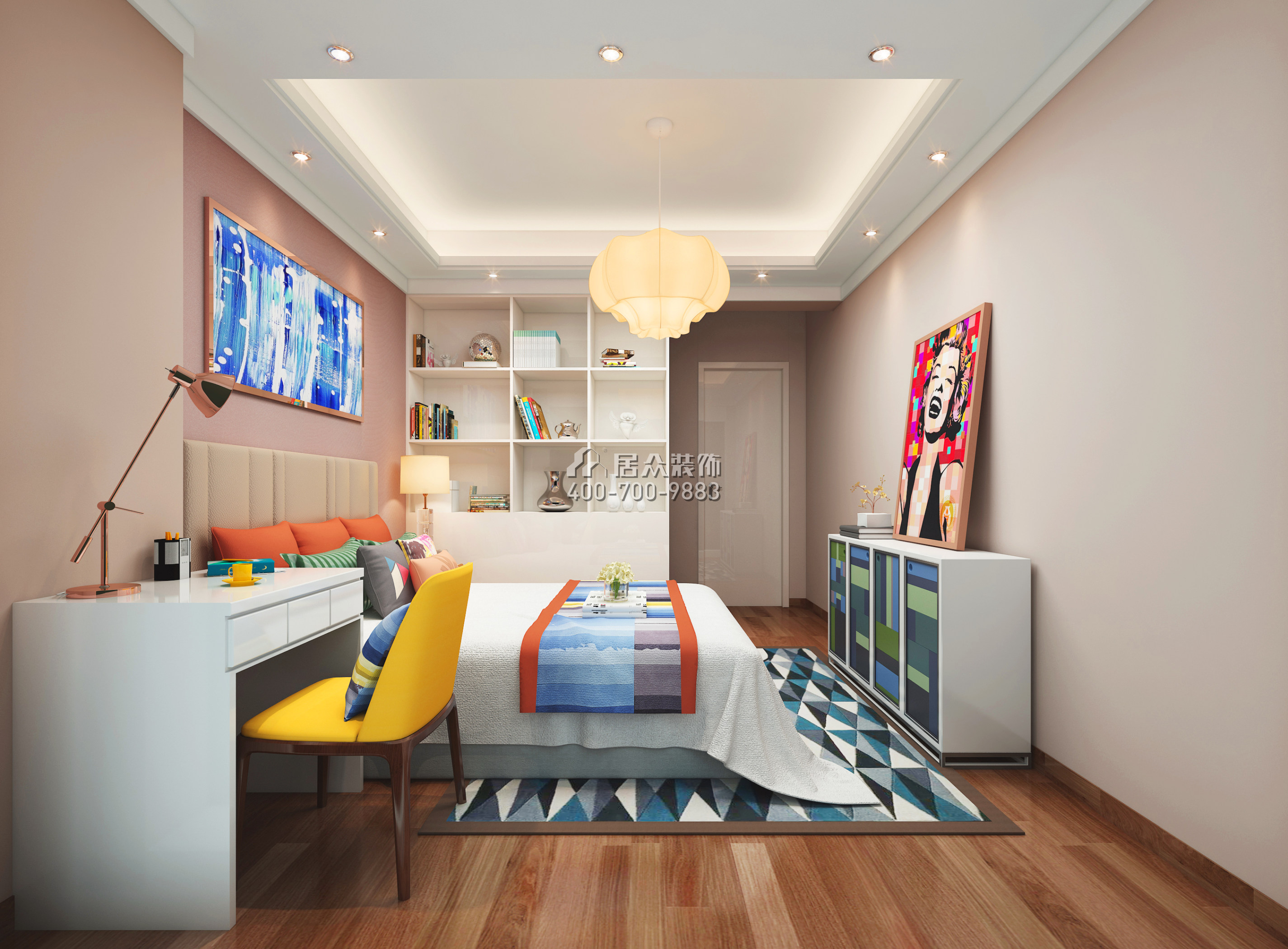 华联城市全景花园89平方米现代简约风格平层户型卧室装修效果图