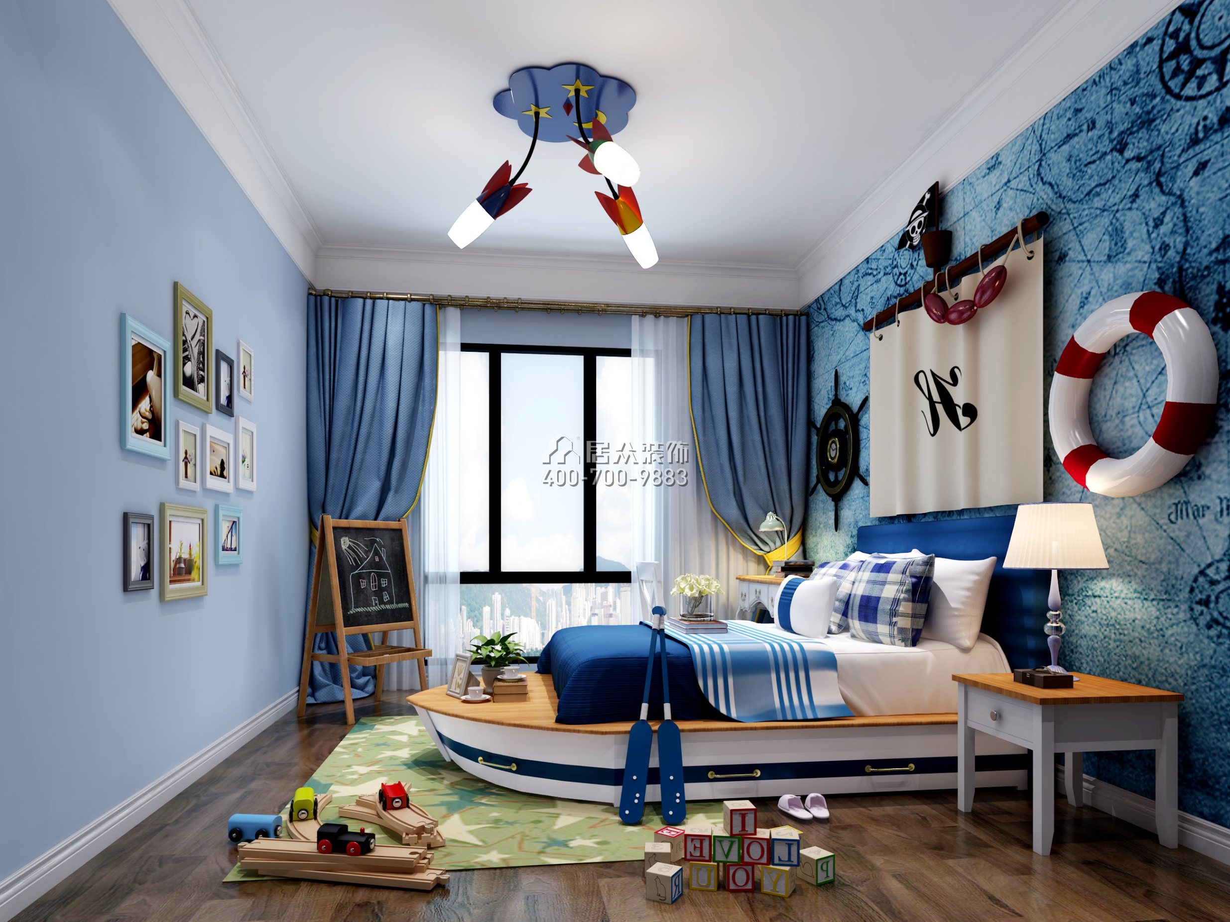 传麒尚林400平方米欧式风格别墅户型儿童房装修效果图