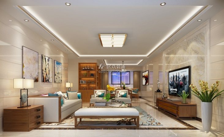 东方天城138平方米中式风格平层户型客厅装修效果图