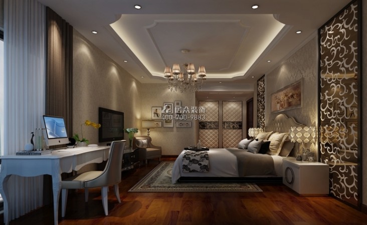 锦绣山河200平方米美式风格平层户型卧室装修效果图