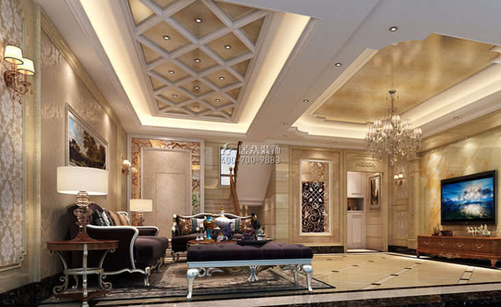 碧桂園400平方米歐式風格別墅戶型客廳裝修效果圖