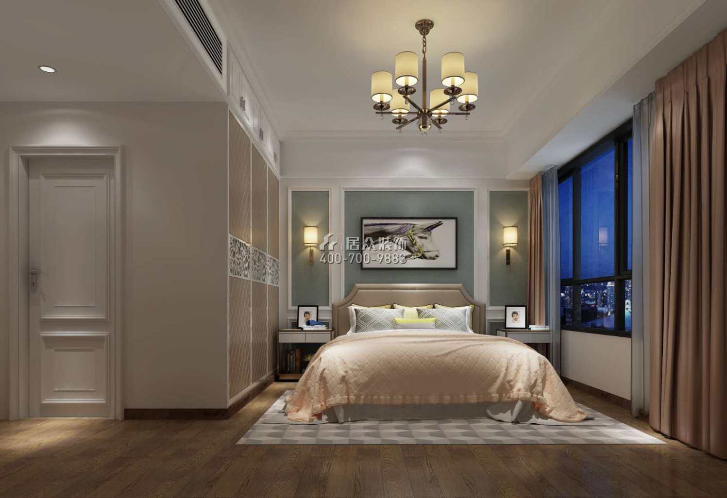 奥园121平方米北欧风格平层户型卧室kok电竞平台效果图