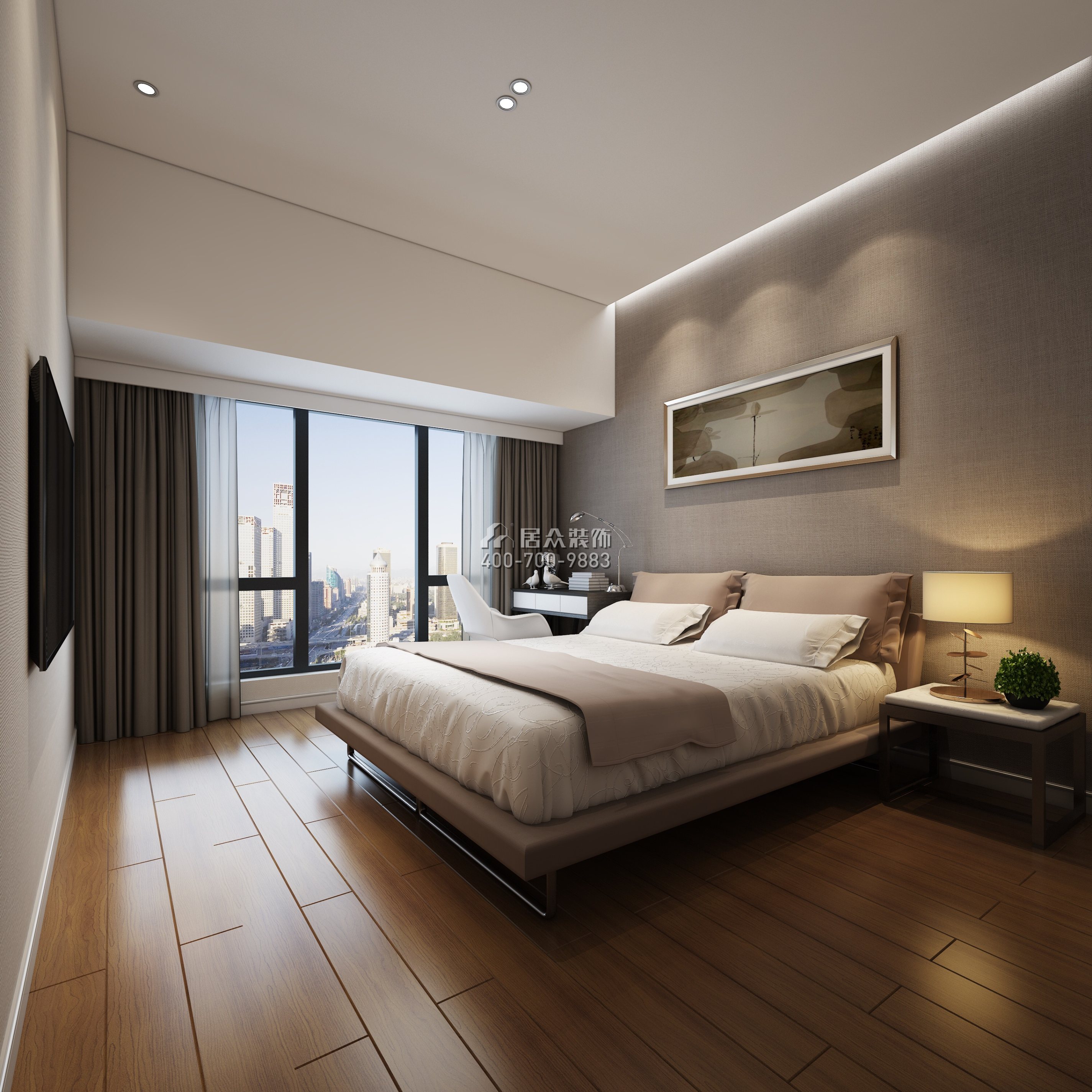 華潤城89平方米現代簡約風格平層戶型臥室裝修效果圖