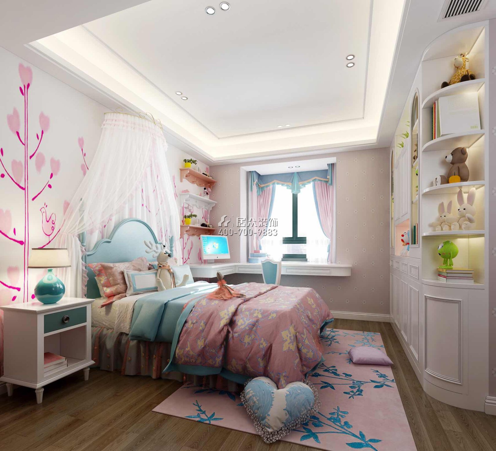 黄埔雅苑三期126平方米现代简约风格平层户型卧室装修效果图