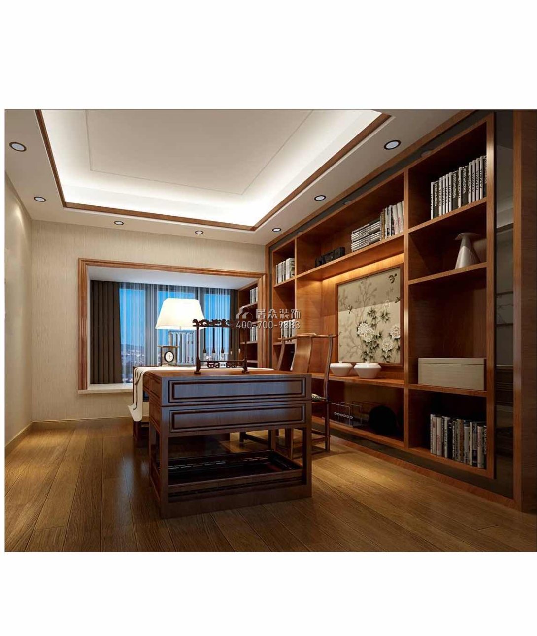 仁山智水花园420平方米欧式风格别墅户型书房装修效果图