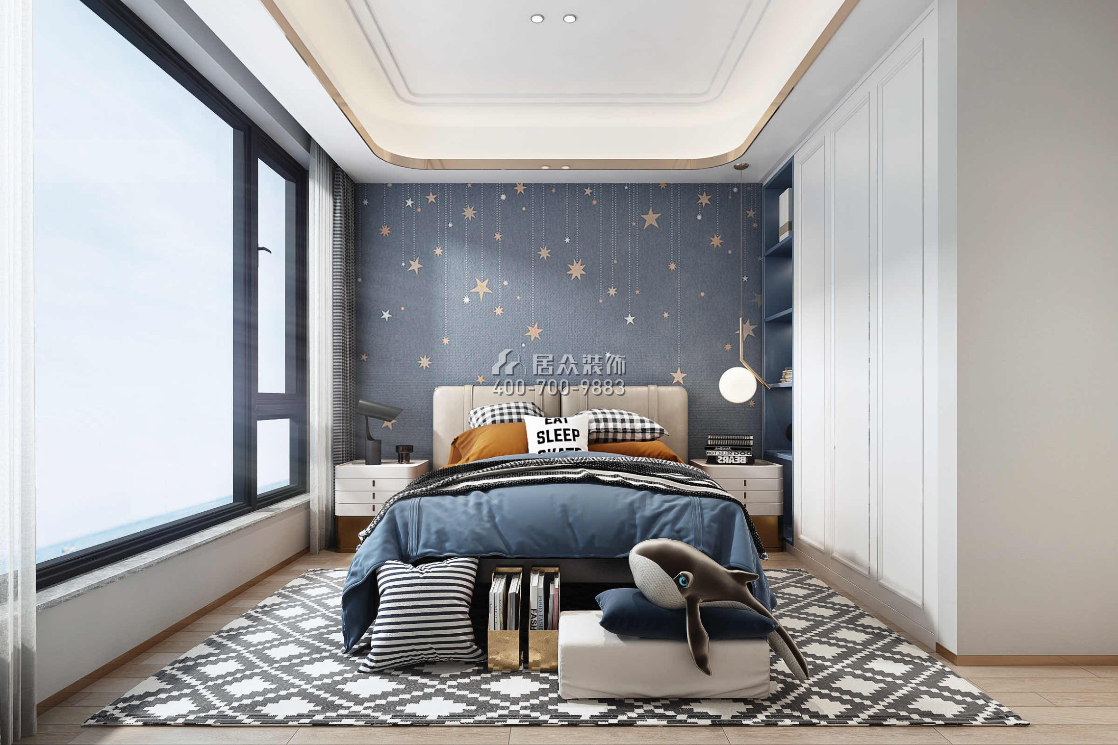 華爾頓1275158平方米中式風格平層戶型臥室裝修效果圖