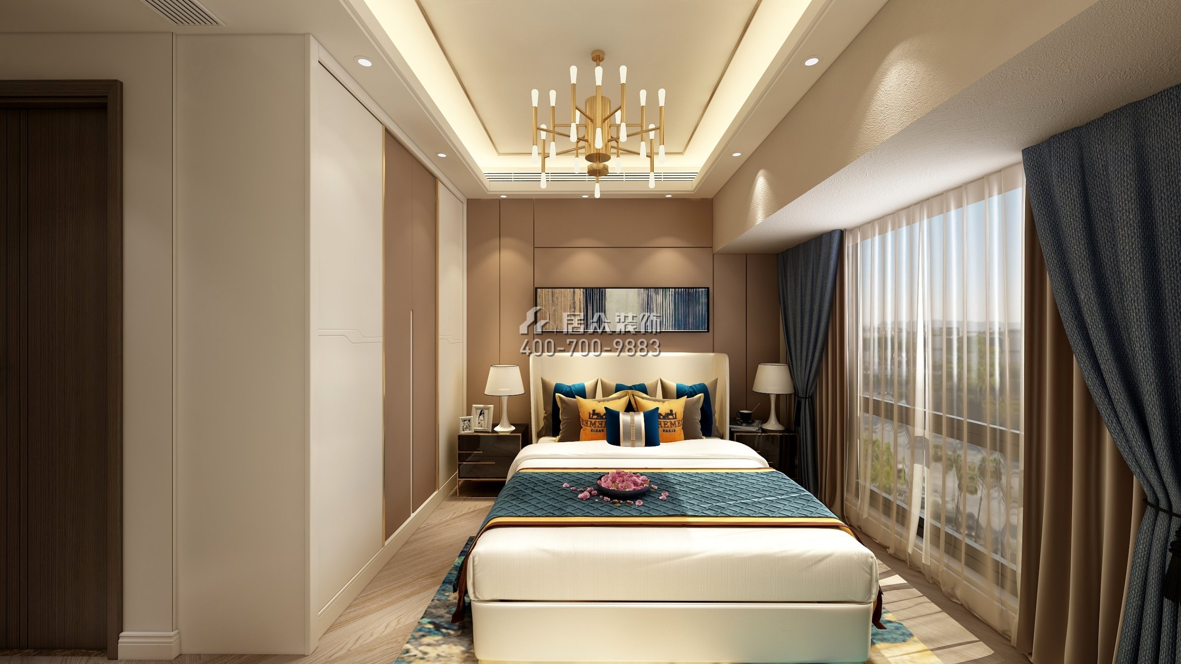 華業玫瑰四季102平方米現代簡約風格平層戶型臥室裝修效果圖